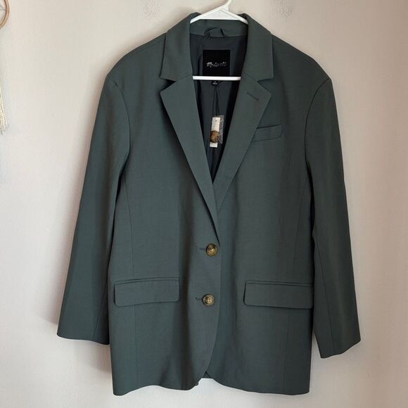 Madewell Oversized Menswear Blazer Olive Sage Women’s medium Button Accent NWT - Picture 5 of 16